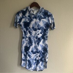 Blue & White Hoodie Dress